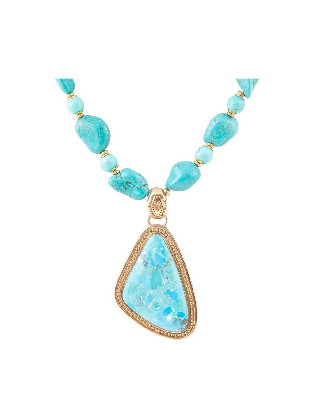 Blue Turquoise Triangle Golden Pendant Necklace - Courbe et Compagnie
