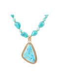 Blue Turquoise Triangle Golden Pendant Necklace - Courbe et Compagnie