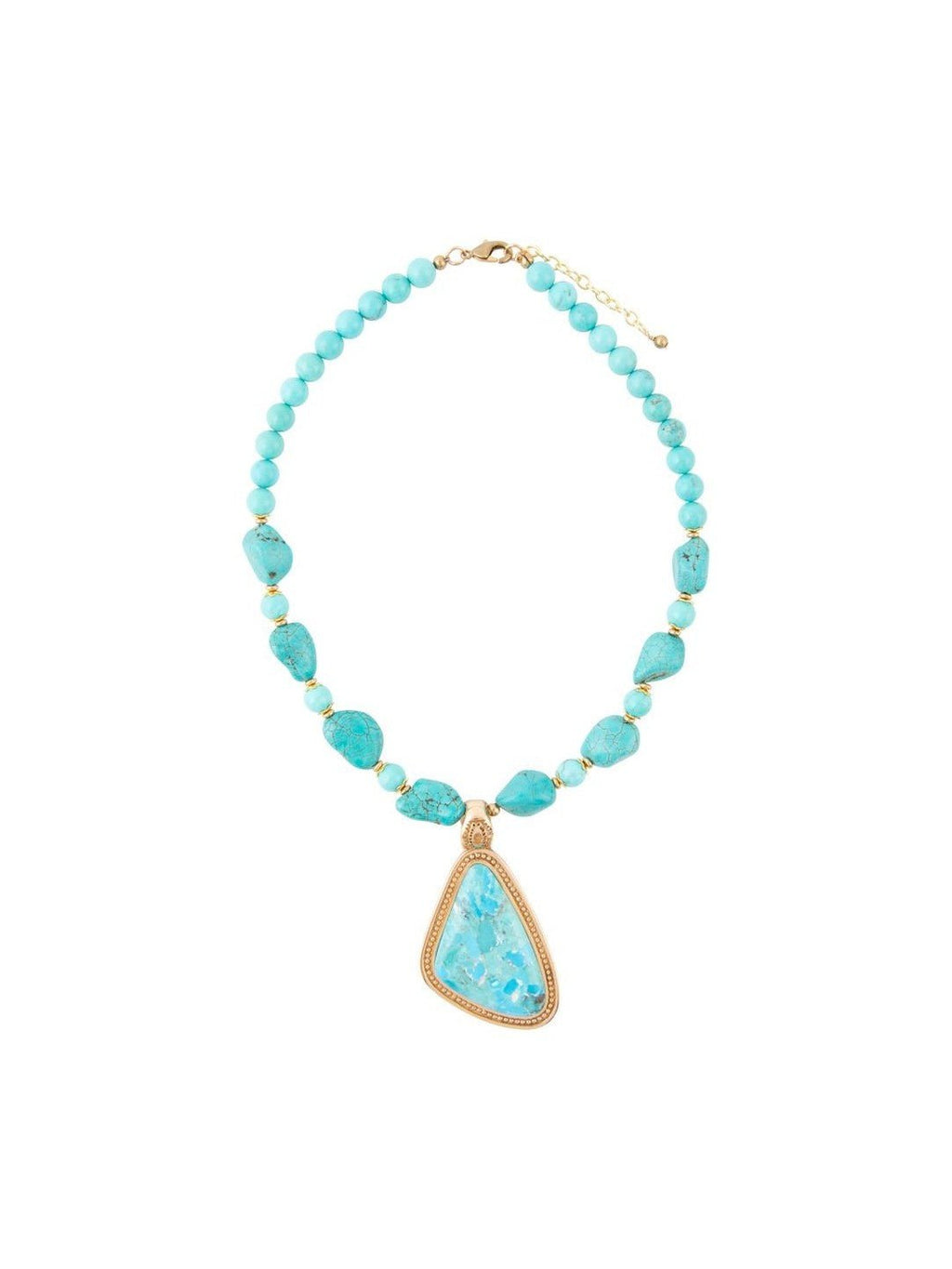 Blue Turquoise Triangle Golden Pendant Necklace - Courbe et Compagnie