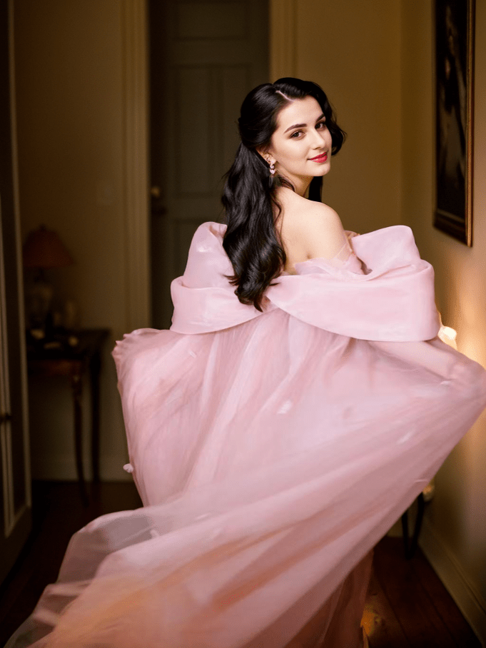 Blush Pink Sheer Bow-Tie Robe Dress – Romantic Elegance - Courbe et Compagnie