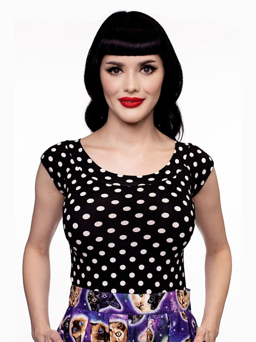 Boat Neck Top in Polka Dots - Courbe et Compagnie