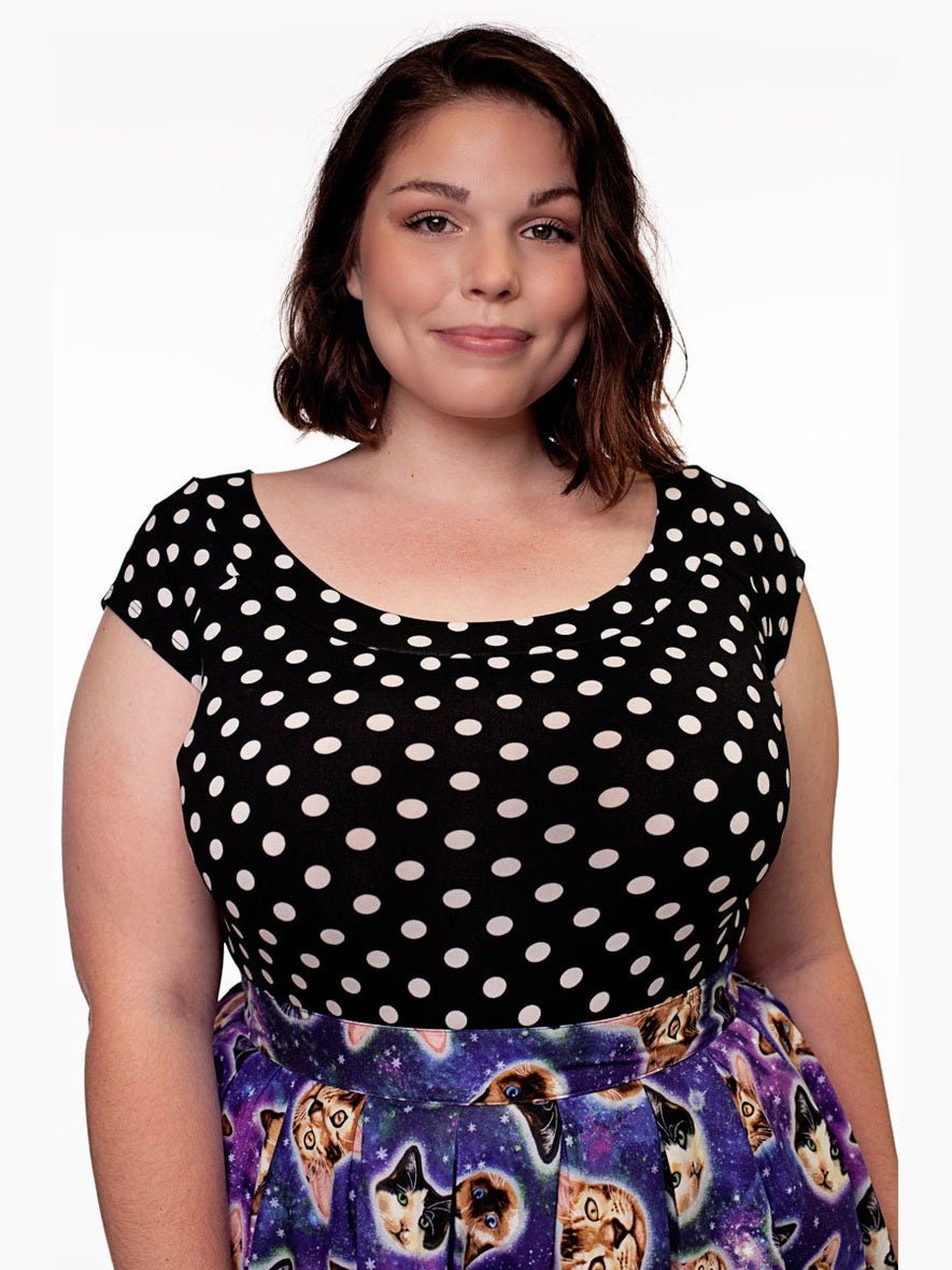 Boat Neck Top in Polka Dots - Courbe et Compagnie