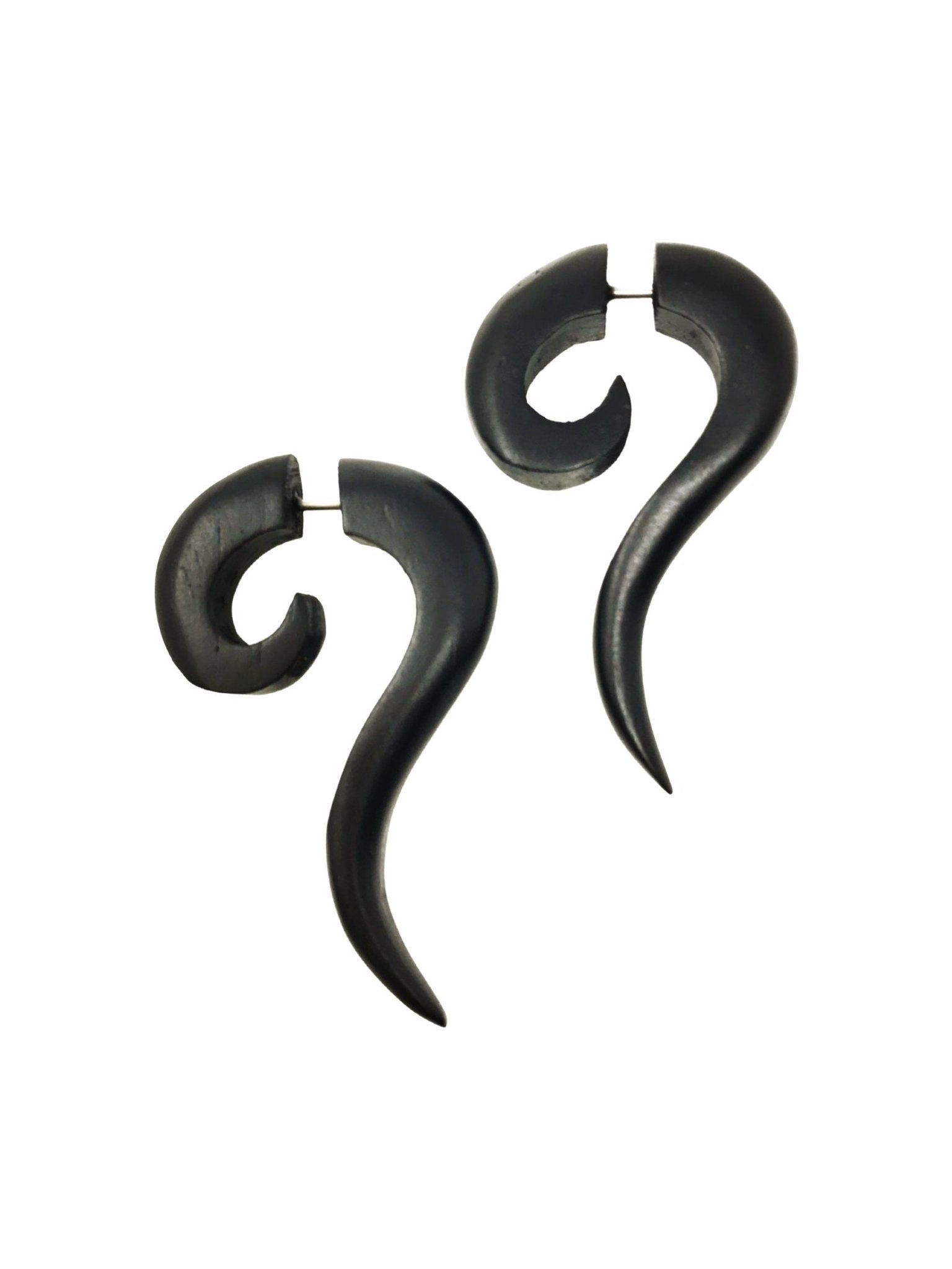 Bohemian Faux Gauge Earrings Tribal Illusion Plug Boho Organic Statement Jewelry brown or black - Courbe et Compagnie