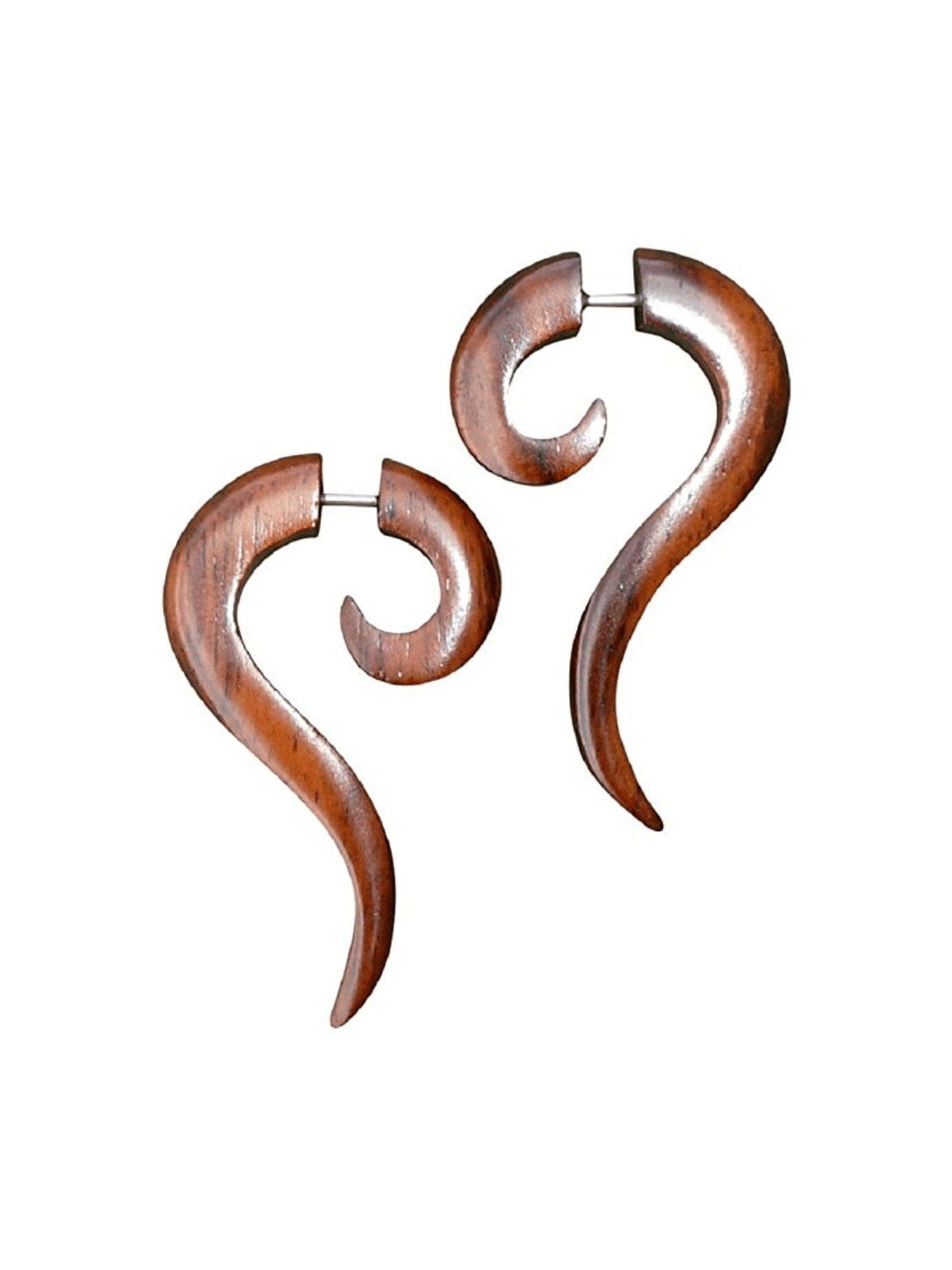 Bohemian Faux Gauge Earrings Tribal Illusion Plug Boho Organic Statement Jewelry brown or black - Courbe et Compagnie