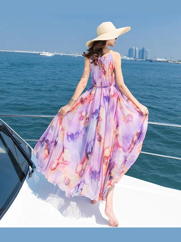 Bohemian Floral Chiffon Maxi Dress - Courbe et Compagnie