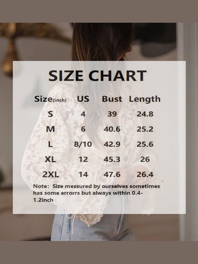 Boho Lace Embroidered V-Neck Blouse - Courbe et Compagnie