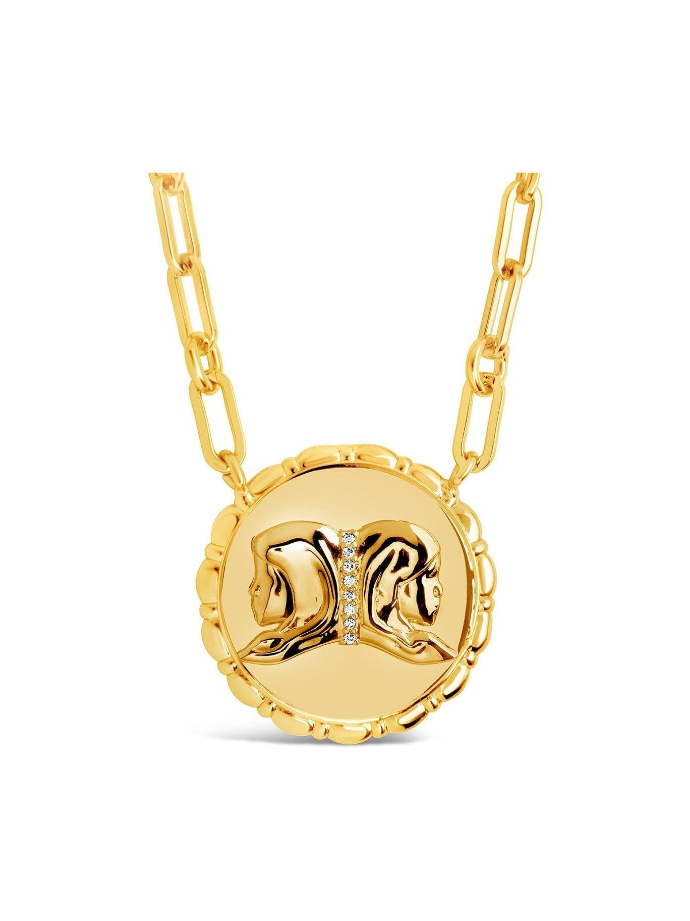 Bold CZ Zodiac Link Pendant Necklace - Courbe et Compagnie