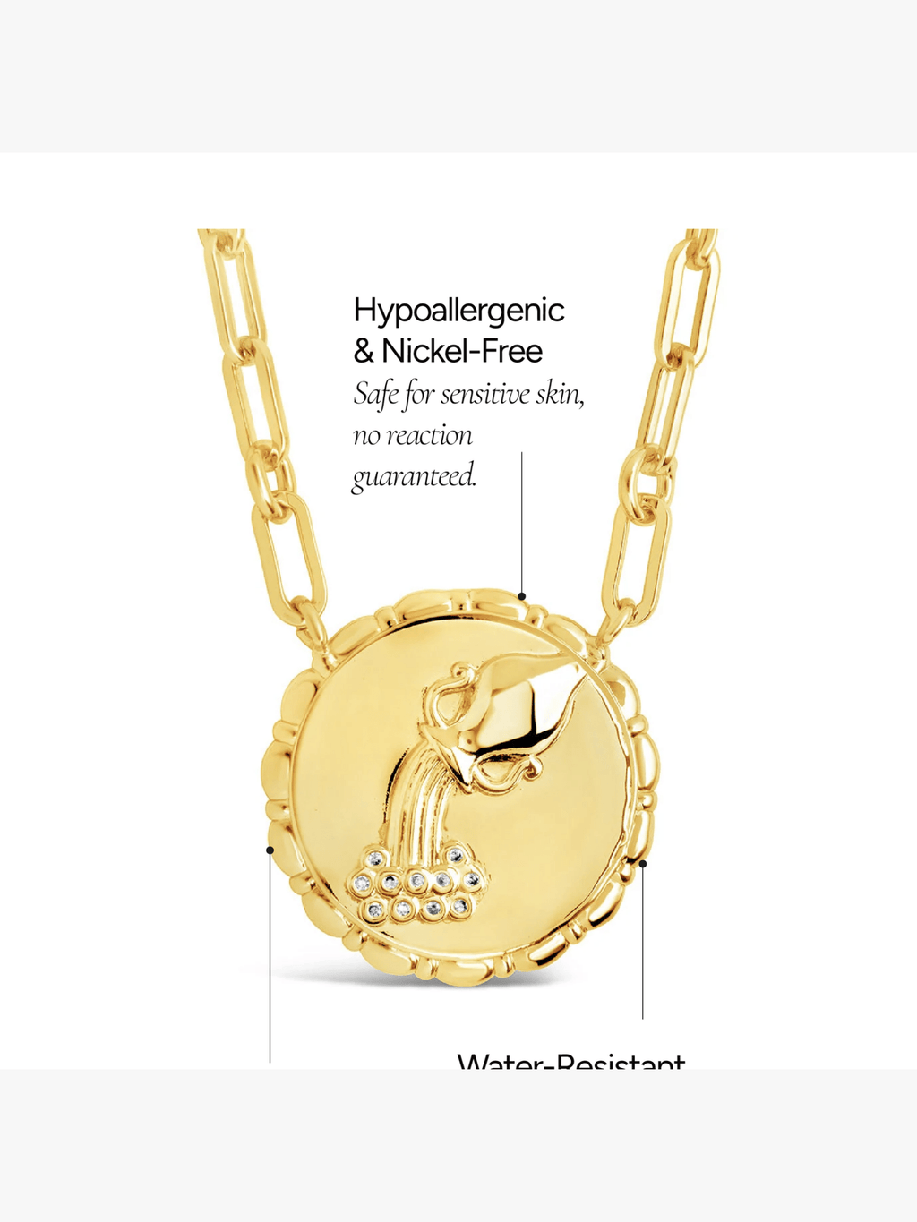 Bold CZ Zodiac Link Pendant Necklace - Courbe et Compagnie