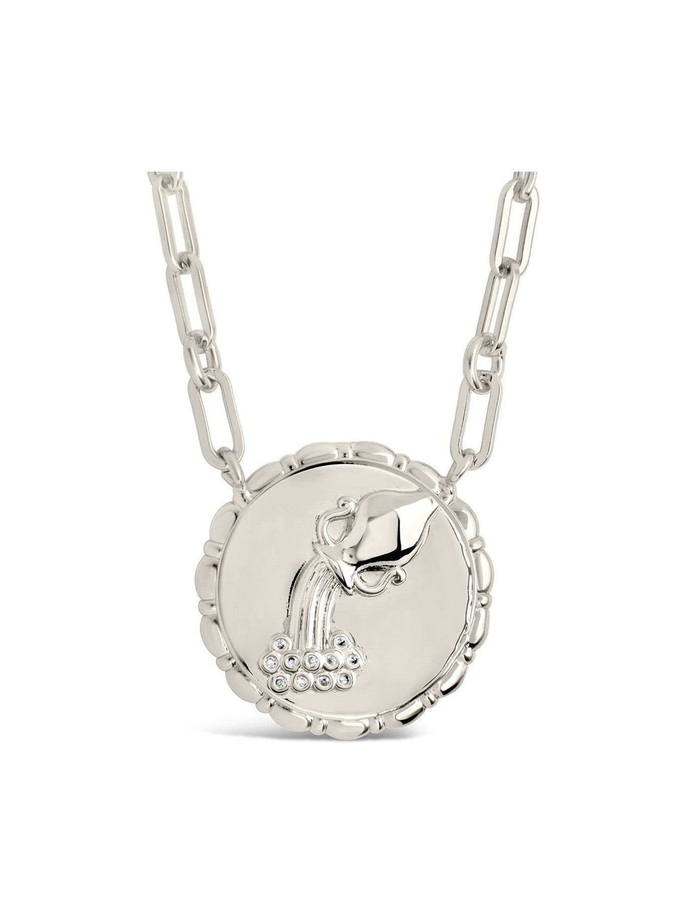 Bold CZ Zodiac Link Pendant Necklace - Courbe et Compagnie