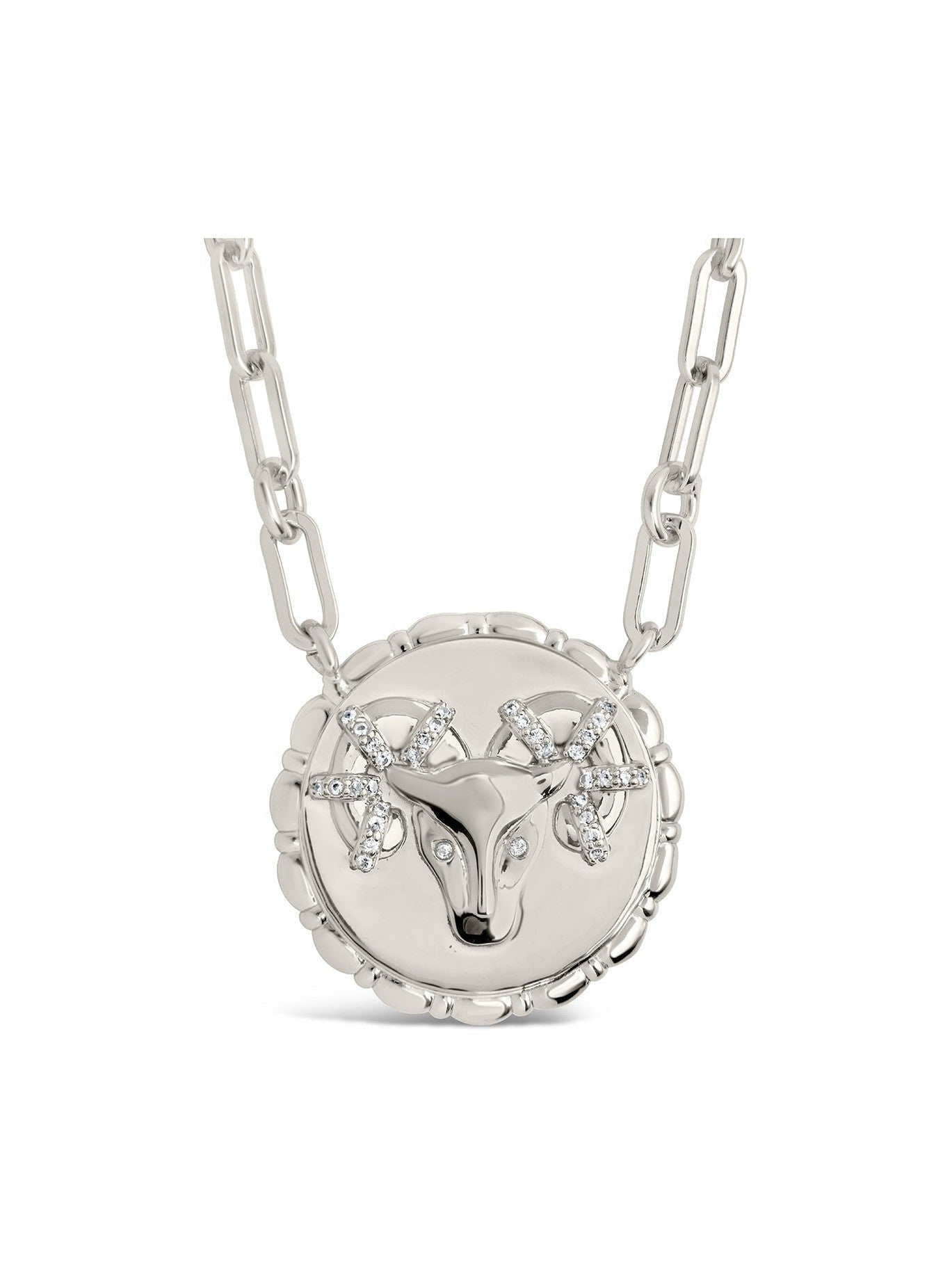 Bold CZ Zodiac Link Pendant Necklace - Courbe et Compagnie