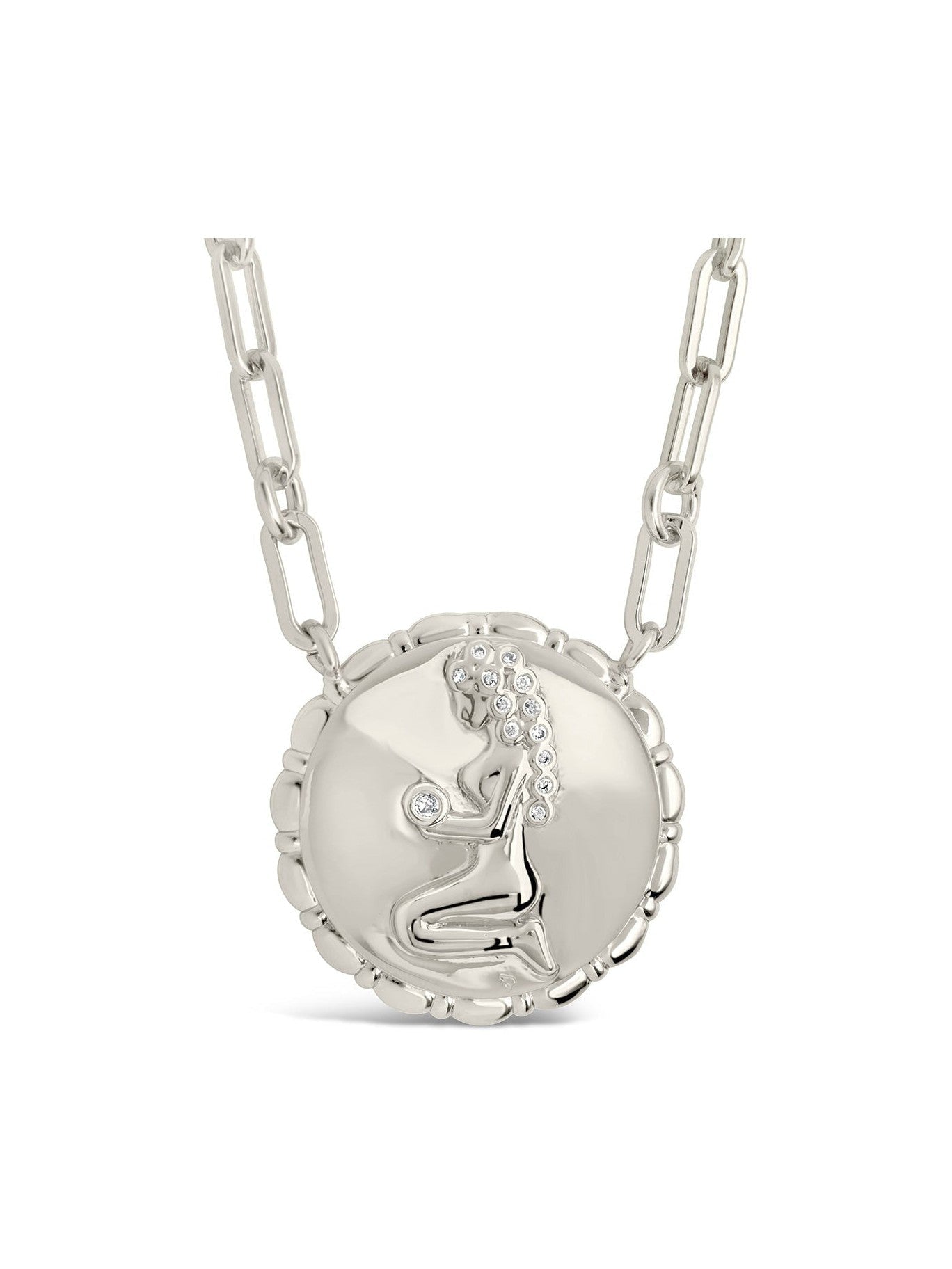 Bold CZ Zodiac Link Pendant Necklace - Courbe et Compagnie