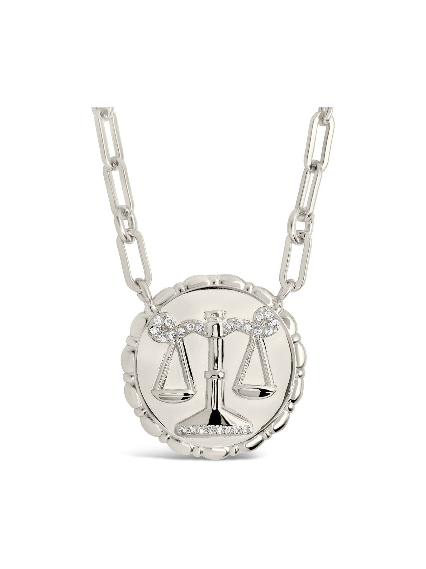 Bold CZ Zodiac Link Pendant Necklace - Courbe et Compagnie