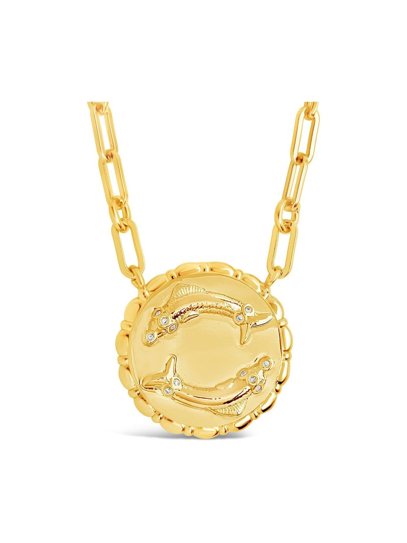 Bold CZ Zodiac Link Pendant Necklace - Courbe et Compagnie