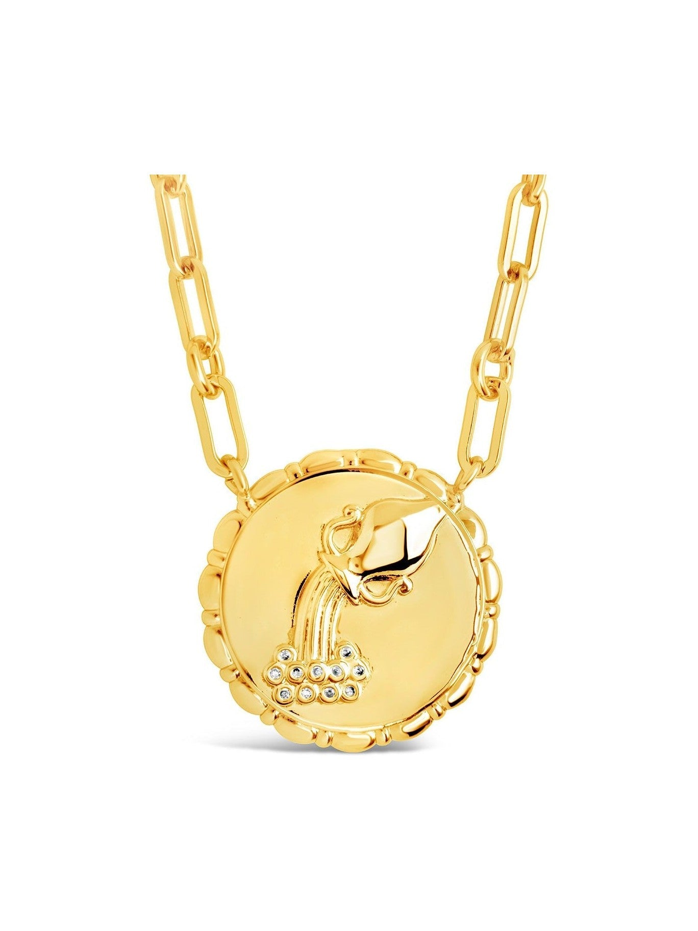 Bold CZ Zodiac Link Pendant Necklace - Courbe et Compagnie