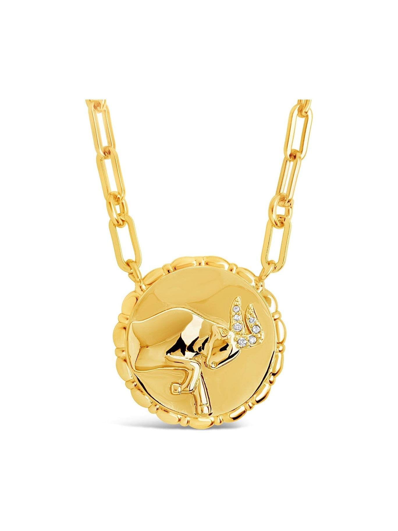 Bold CZ Zodiac Link Pendant Necklace - Courbe et Compagnie