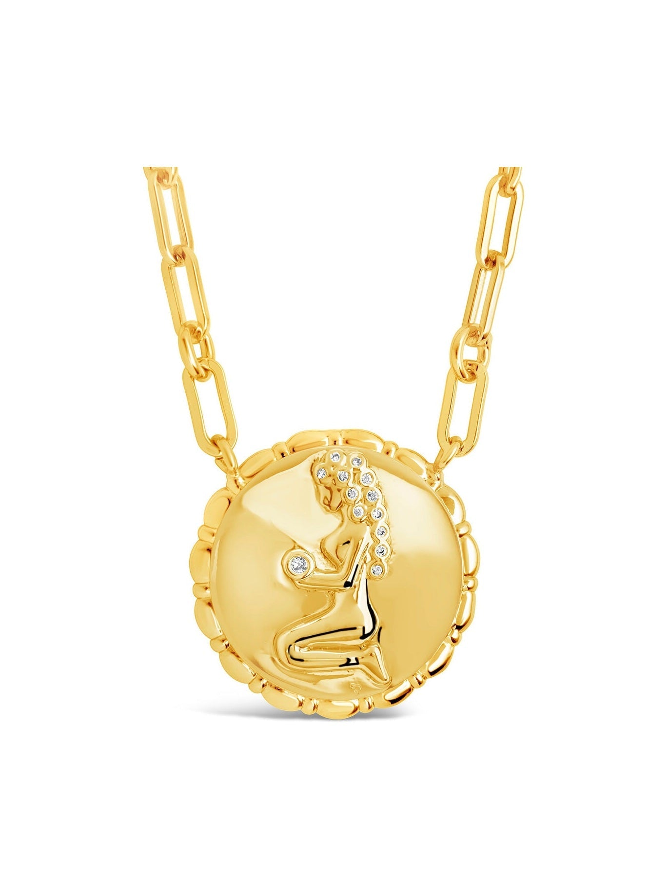 Bold CZ Zodiac Link Pendant Necklace - Courbe et Compagnie