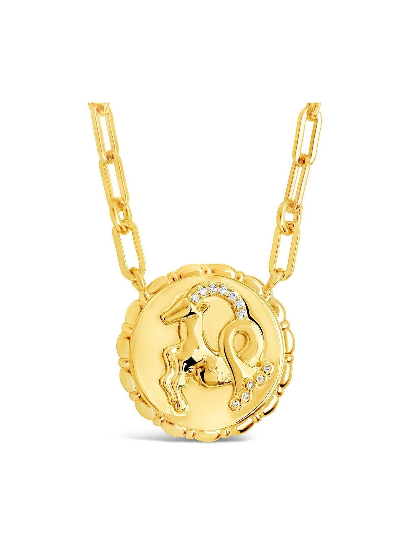 Bold CZ Zodiac Link Pendant Necklace - Courbe et Compagnie