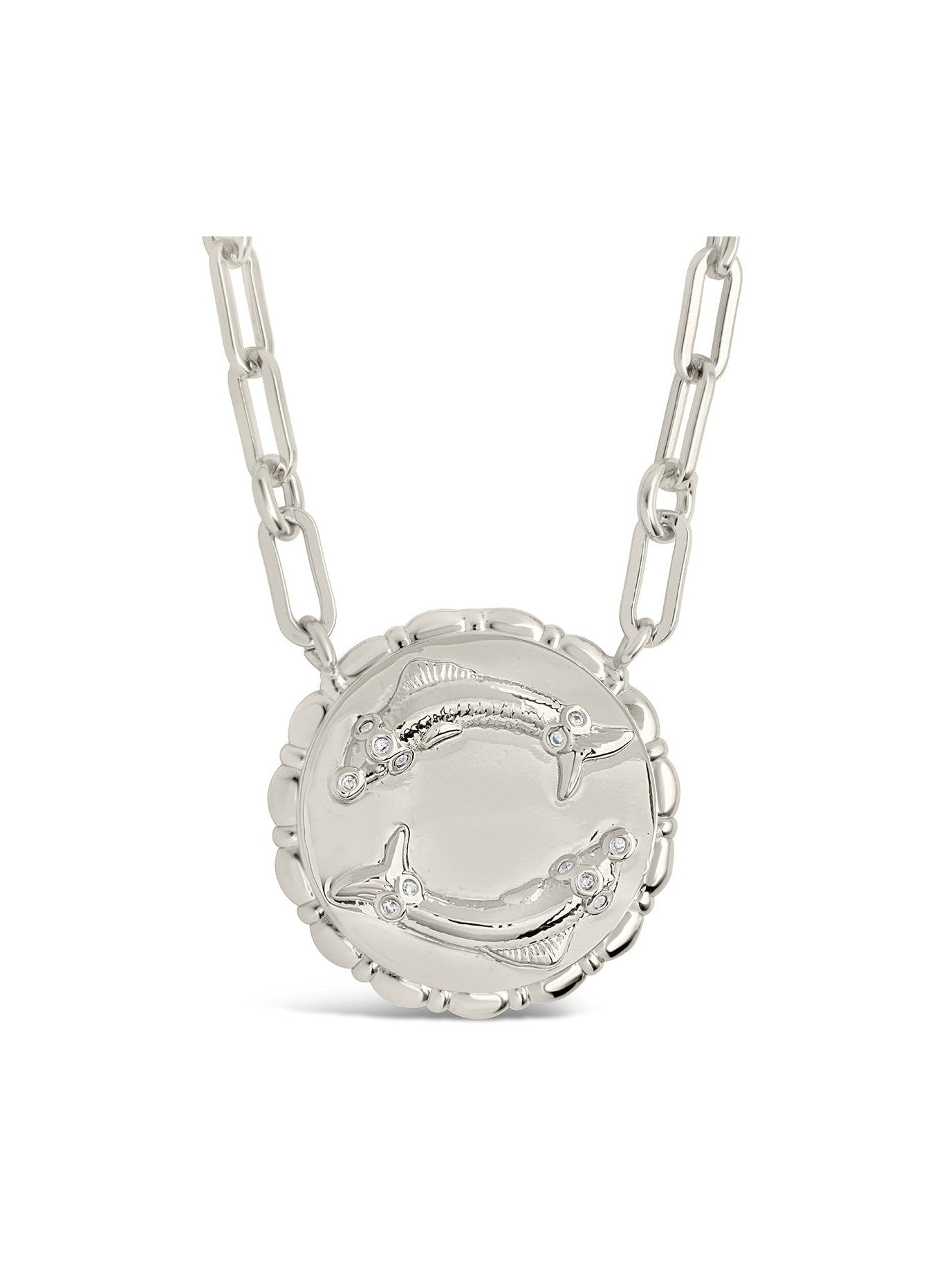 Bold CZ Zodiac Link Pendant Necklace - Courbe et Compagnie