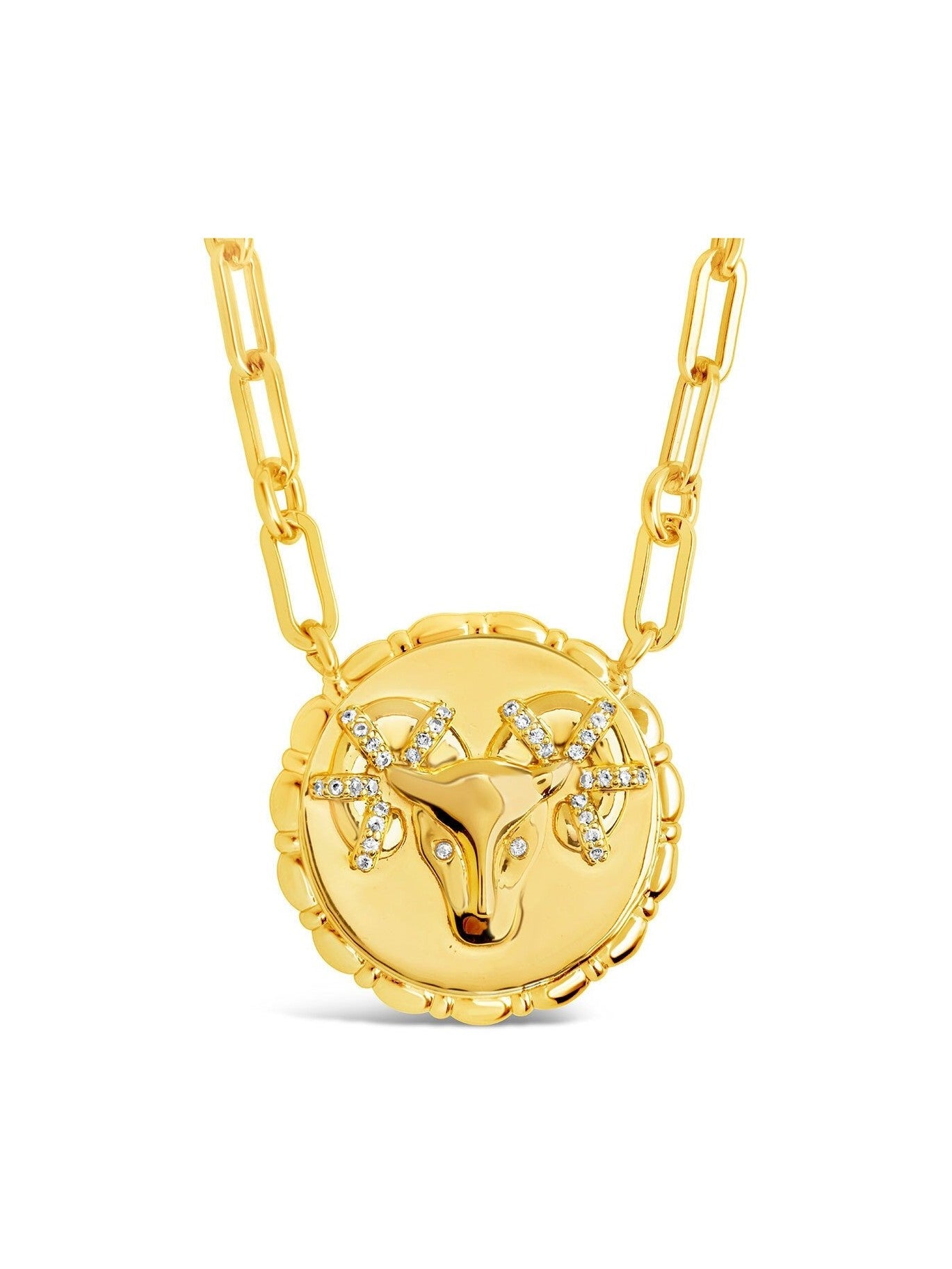 Bold CZ Zodiac Link Pendant Necklace - Courbe et Compagnie