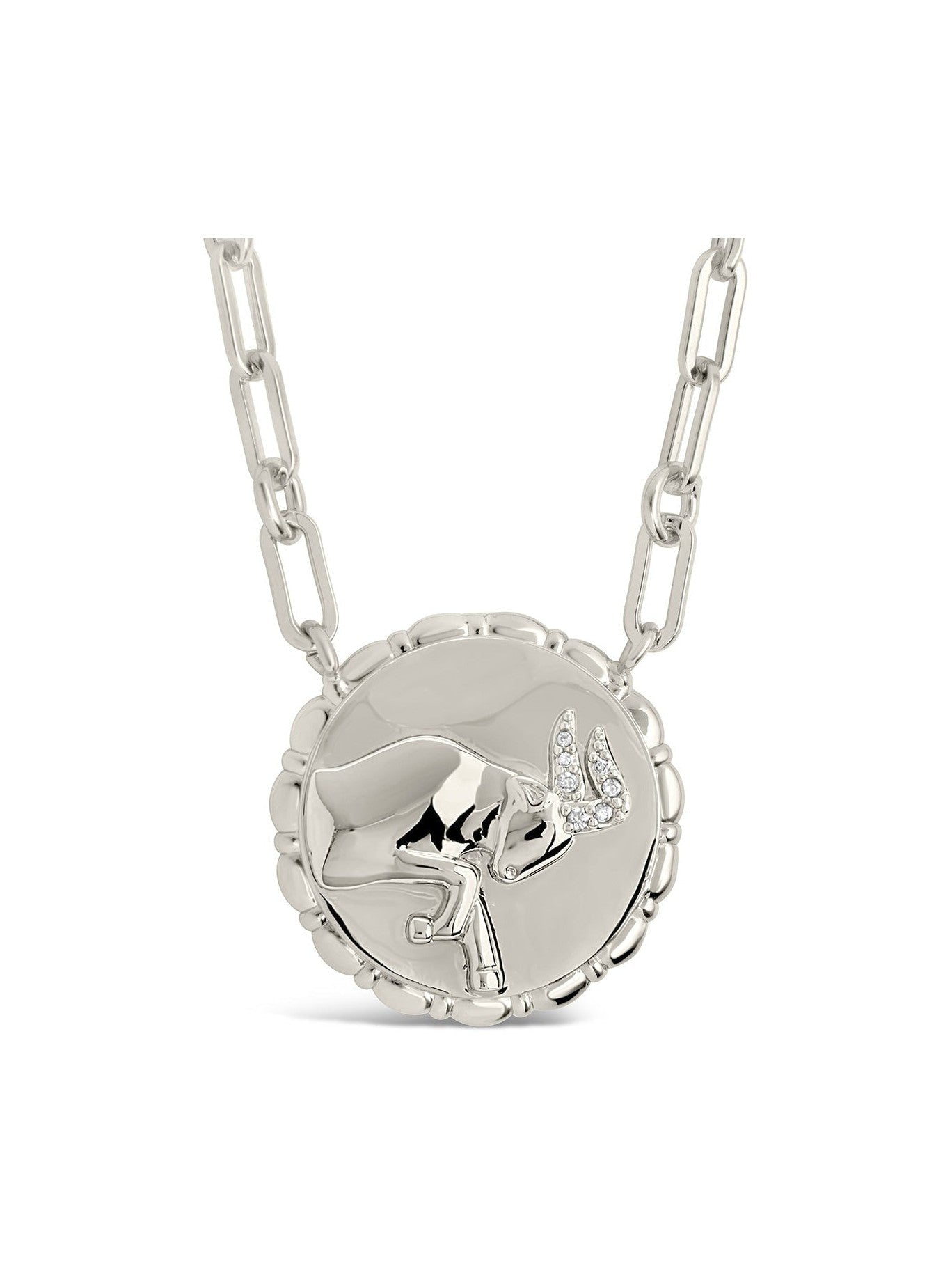Bold CZ Zodiac Link Pendant Necklace - Courbe et Compagnie