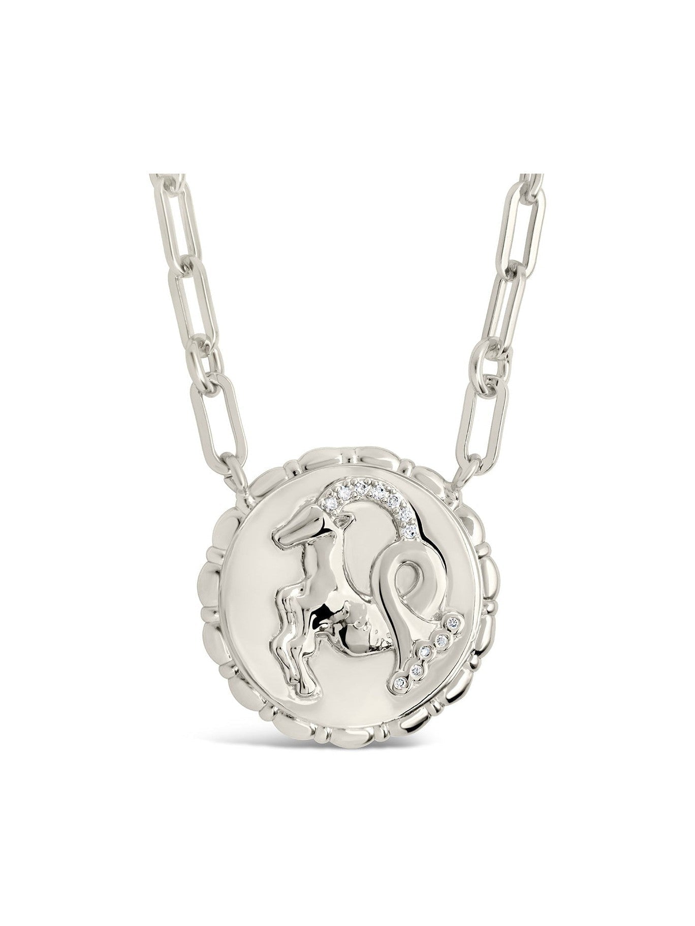 Bold CZ Zodiac Link Pendant Necklace - Courbe et Compagnie