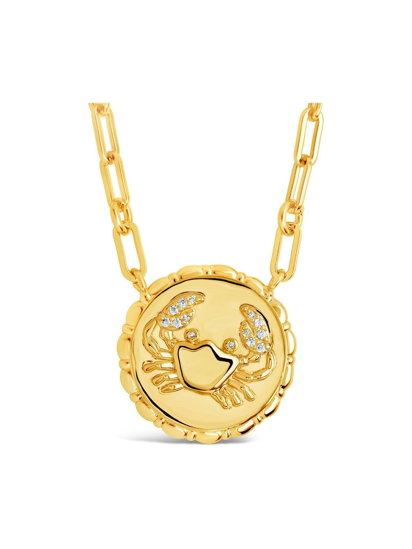 Bold CZ Zodiac Link Pendant Necklace - Courbe et Compagnie