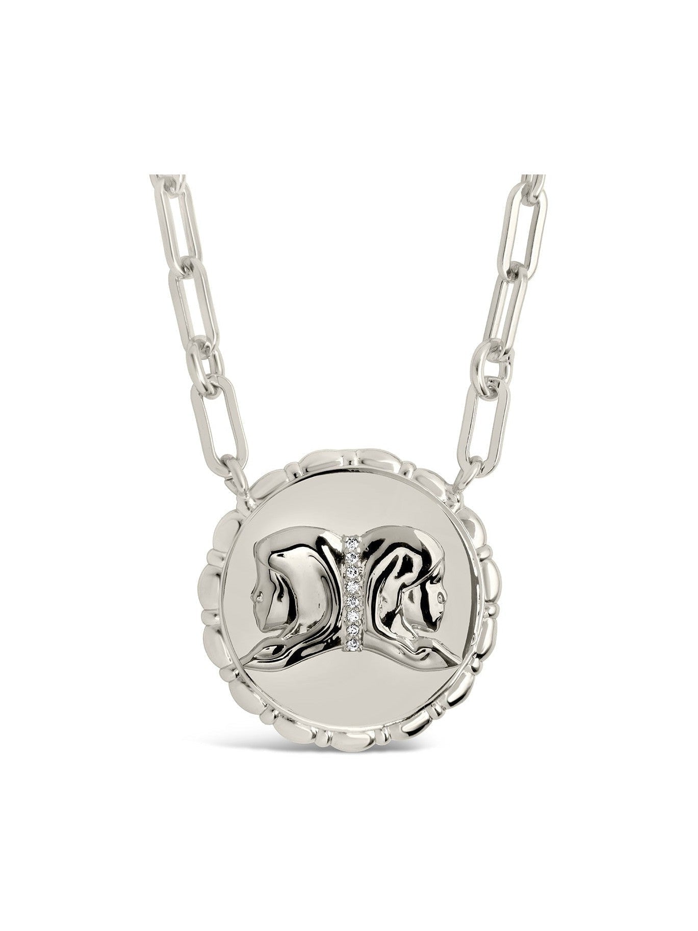 Bold CZ Zodiac Link Pendant Necklace - Courbe et Compagnie