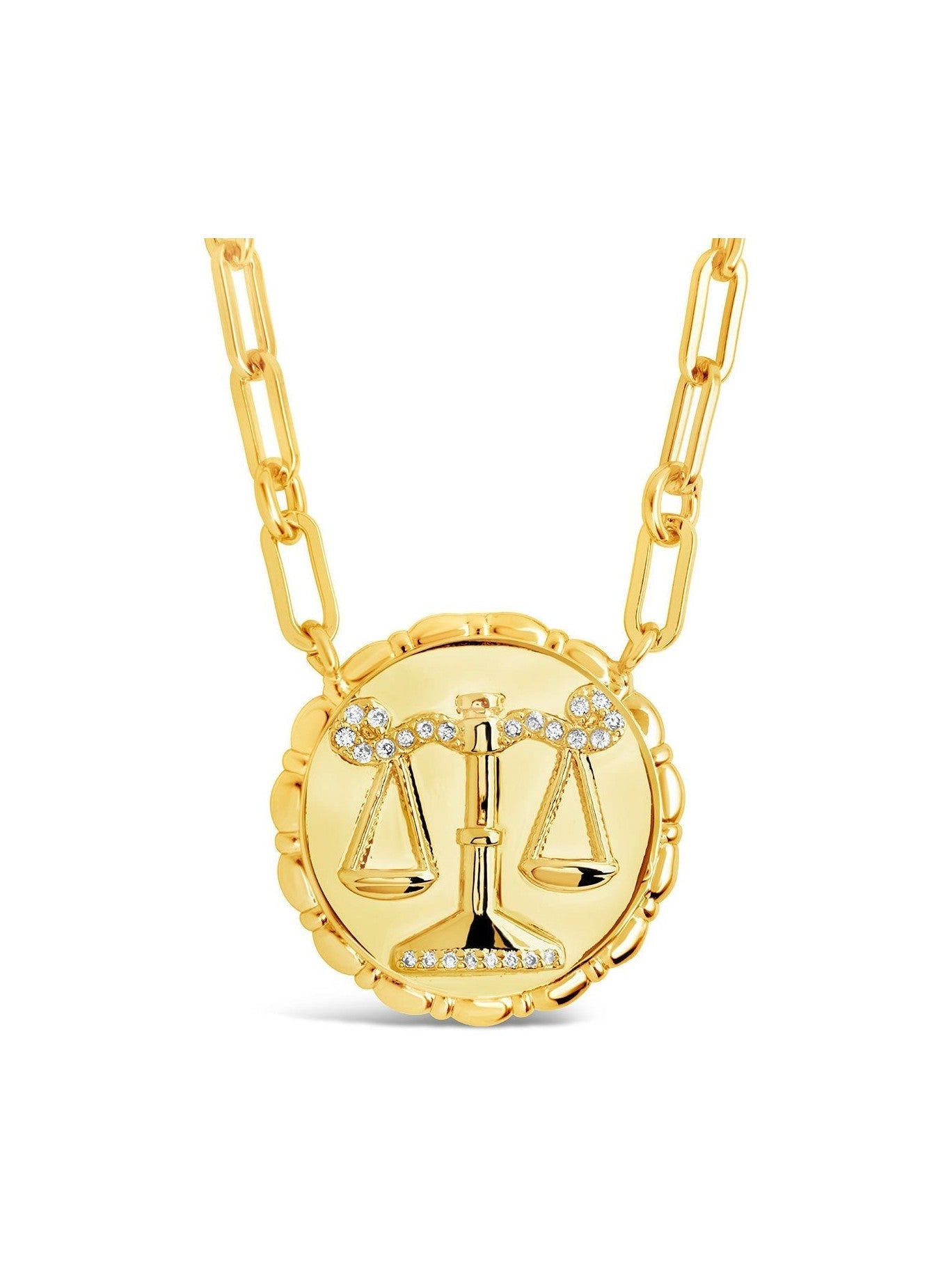 Bold CZ Zodiac Link Pendant Necklace - Courbe et Compagnie