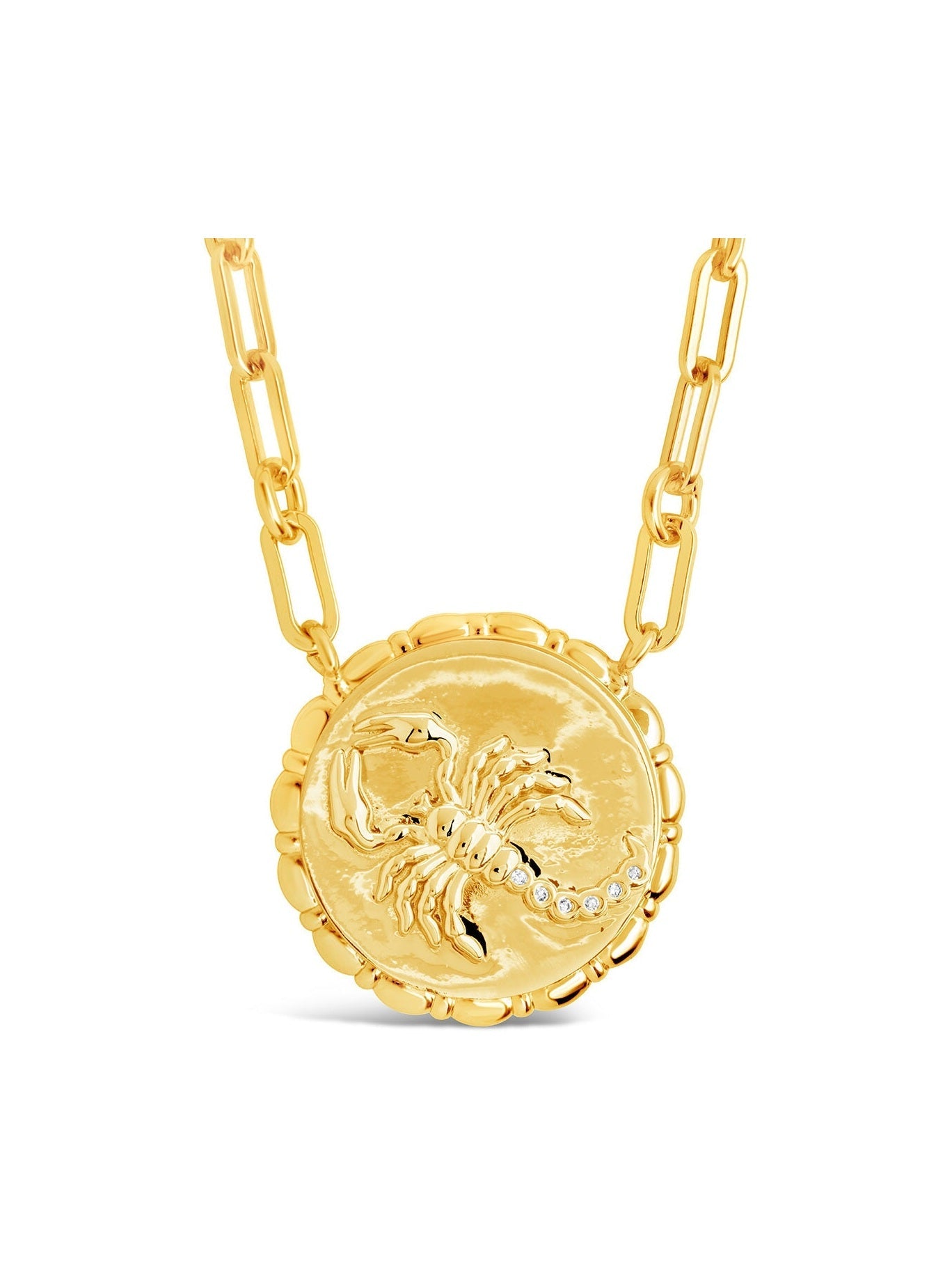 Bold CZ Zodiac Link Pendant Necklace - Courbe et Compagnie