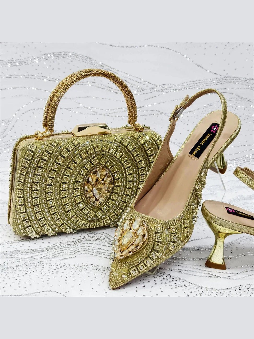 Butterfly-Knot Spike Heel Slingback & Bag Set - Courbe et Compagnie