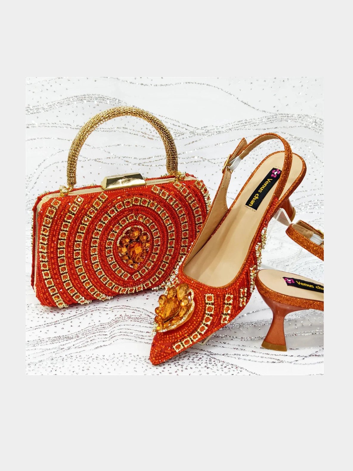 Butterfly-Knot Spike Heel Slingback & Bag Set - Courbe et Compagnie