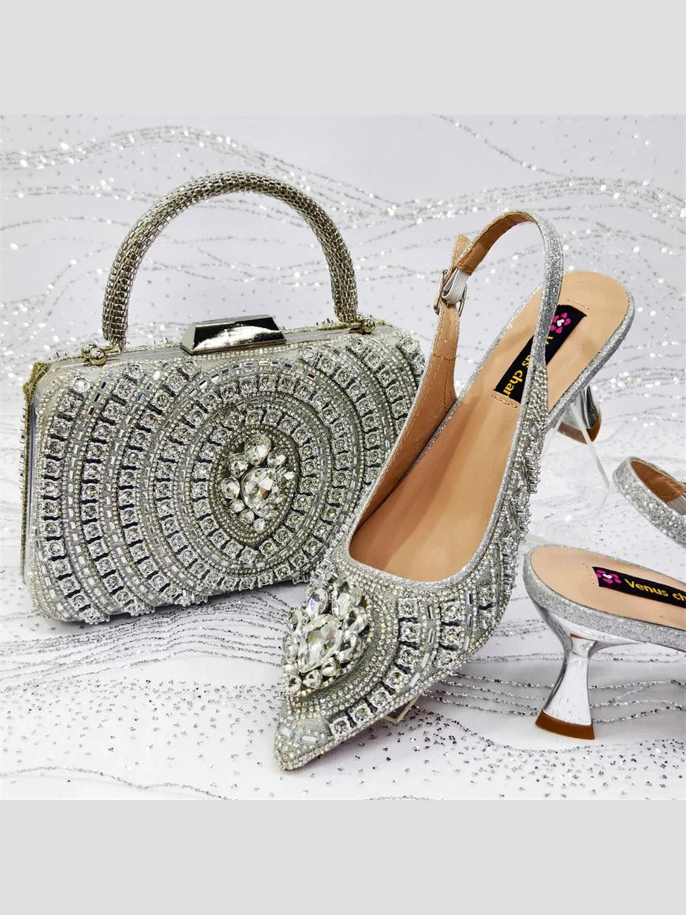 Butterfly-Knot Spike Heel Slingback & Bag Set - Courbe et Compagnie