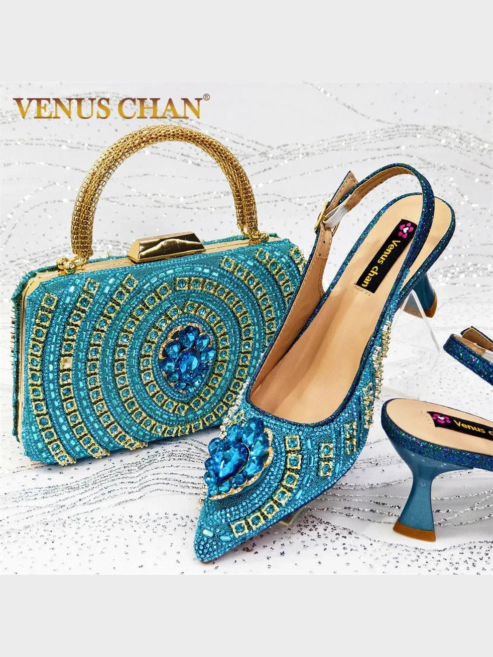Butterfly-Knot Spike Heel Slingback & Bag Set - Courbe et Compagnie