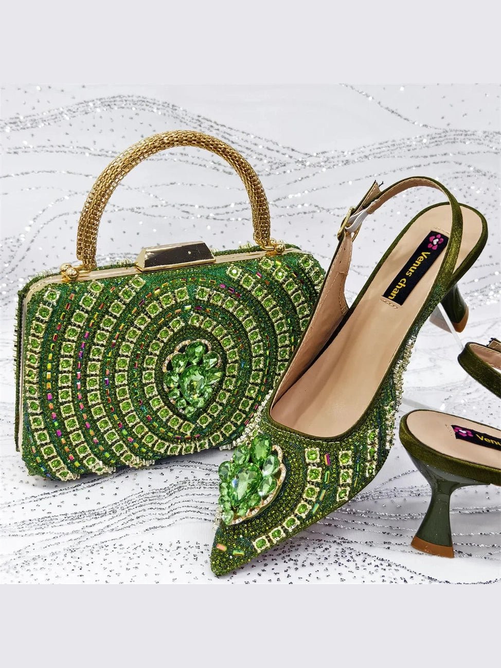 Butterfly-Knot Spike Heel Slingback & Bag Set - Courbe et Compagnie