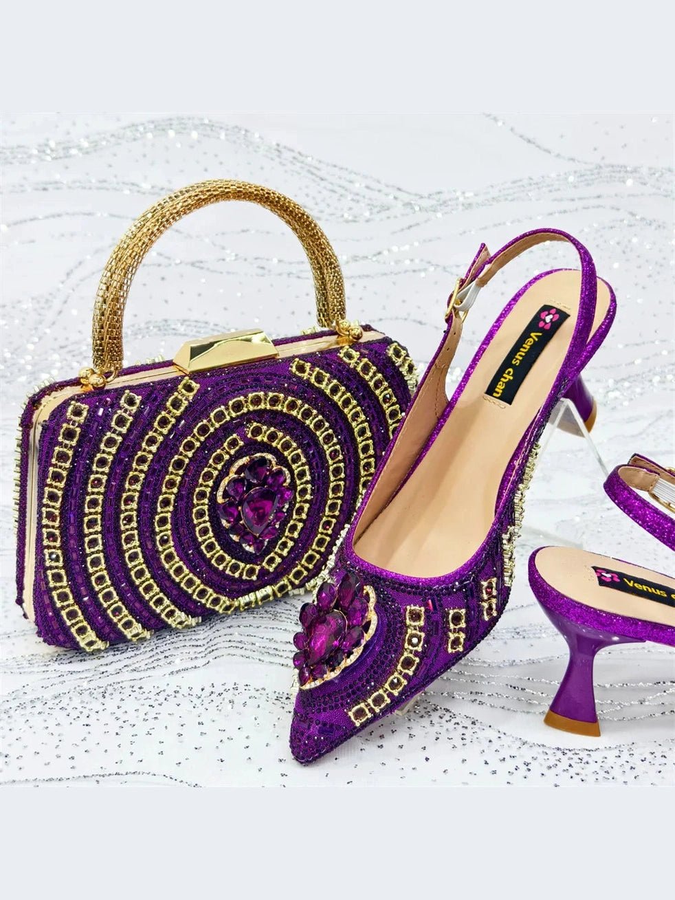 Butterfly-Knot Spike Heel Slingback & Bag Set - Courbe et Compagnie