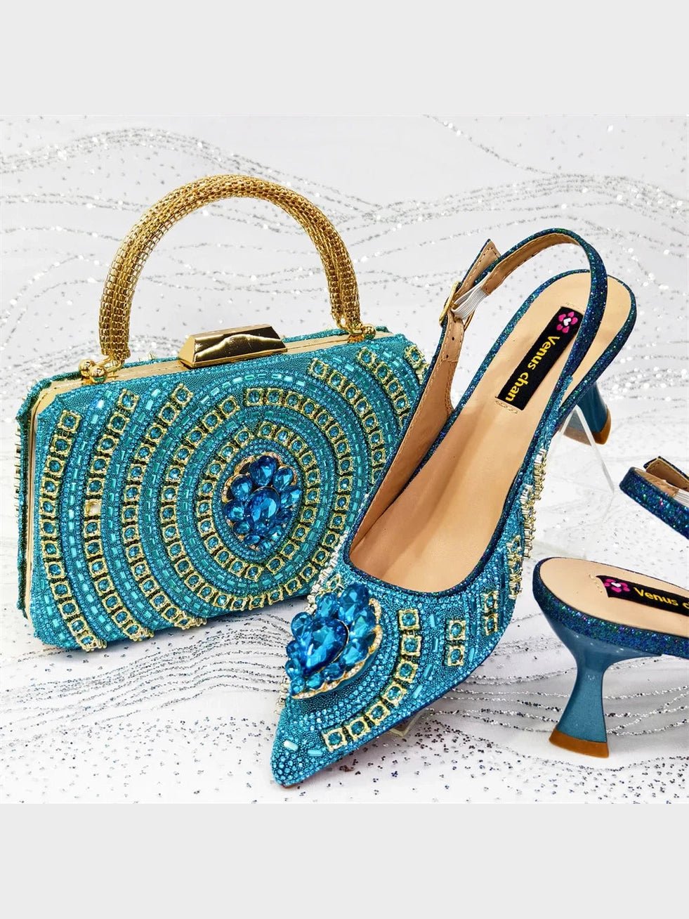 Butterfly-Knot Spike Heel Slingback & Bag Set - Courbe et Compagnie