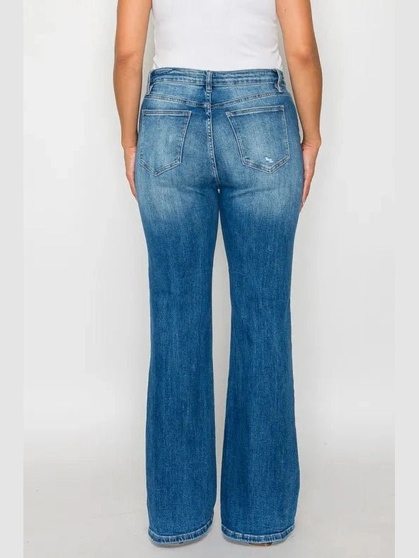 bytos Full Size Distressed High Rise Jeans with Pockets - Courbe et Compagnie
