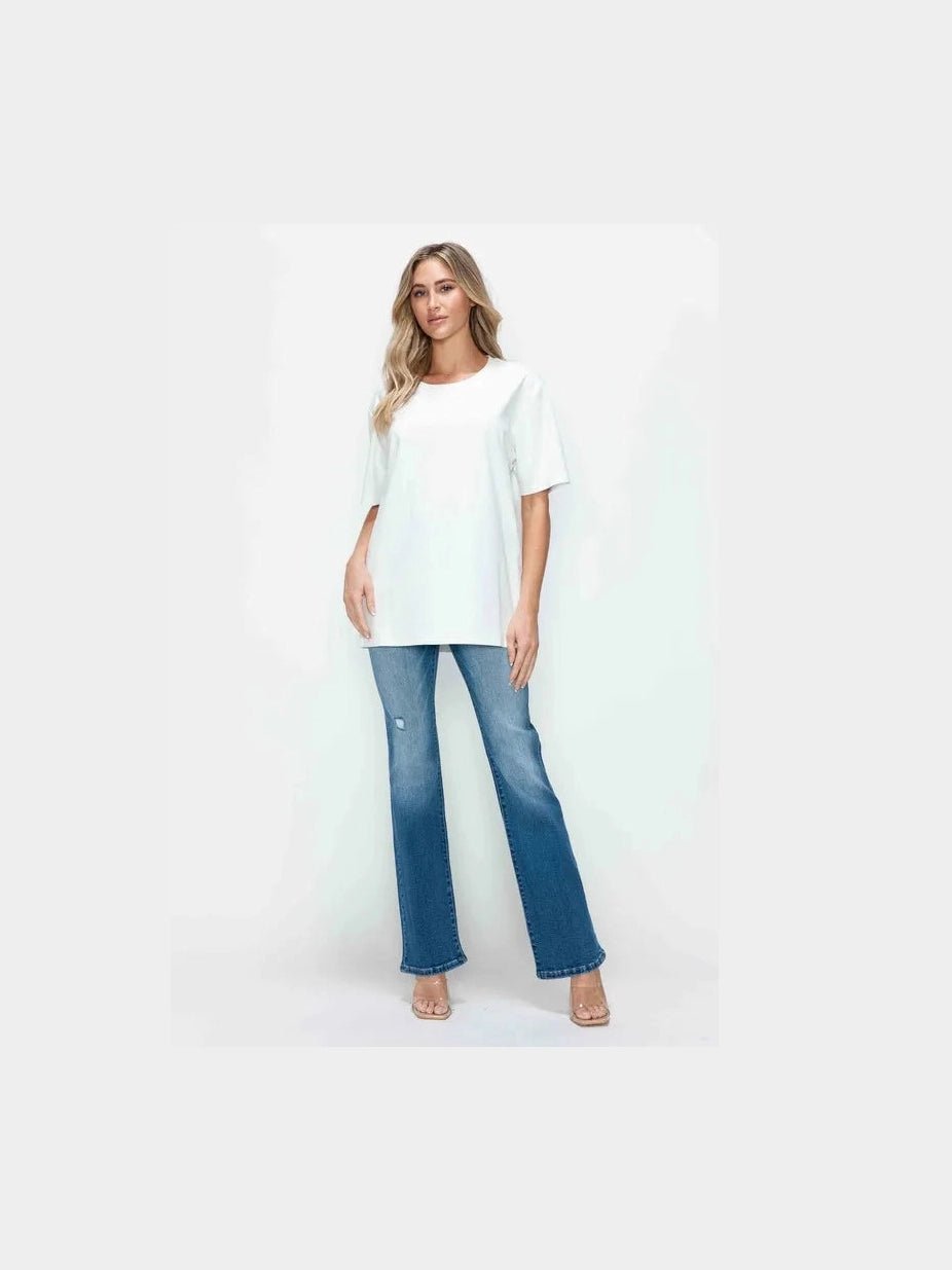 bytos Full Size Distressed High Rise Jeans with Pockets - Courbe et Compagnie