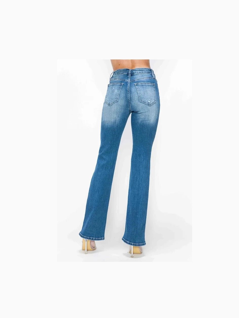 bytos Full Size Distressed High Rise Jeans with Pockets - Courbe et Compagnie