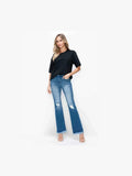 bytos Full Size Raw Hem Distressed High Rise Bootcut Jeans - Courbe et Compagnie