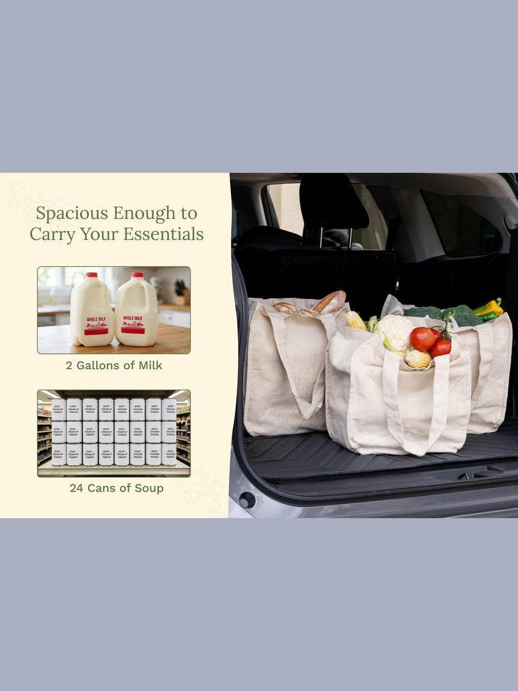 Canvas Grocery Tote Bags - Courbe et Compagnie