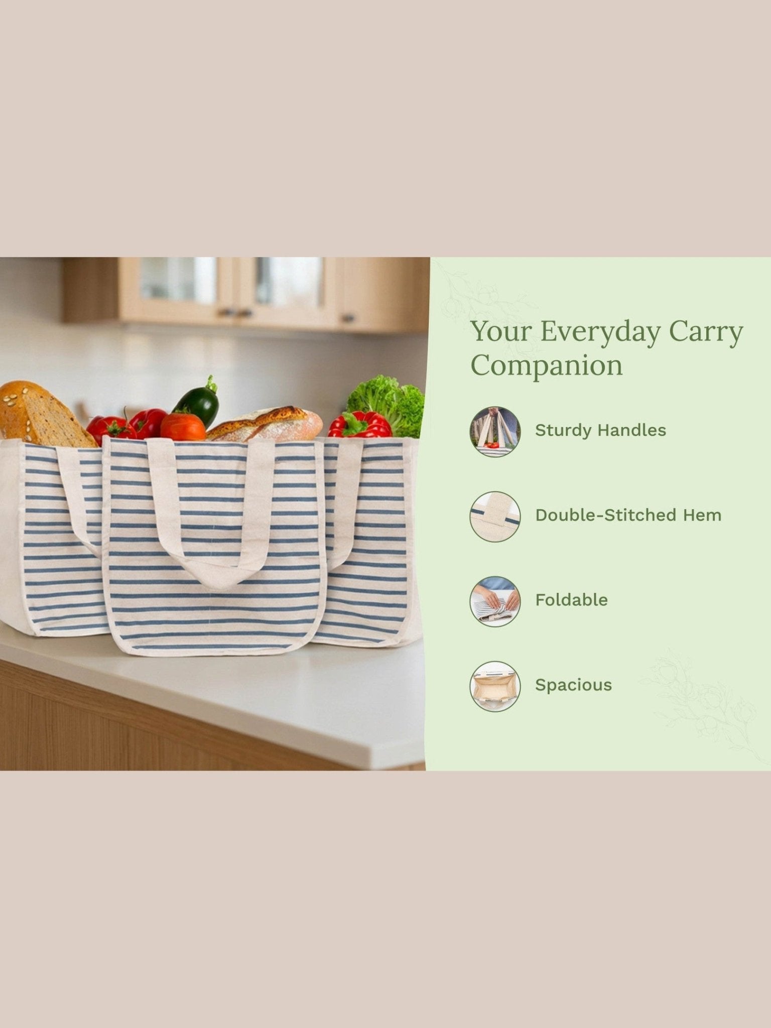 Canvas Grocery Tote Bags - Courbe et Compagnie
