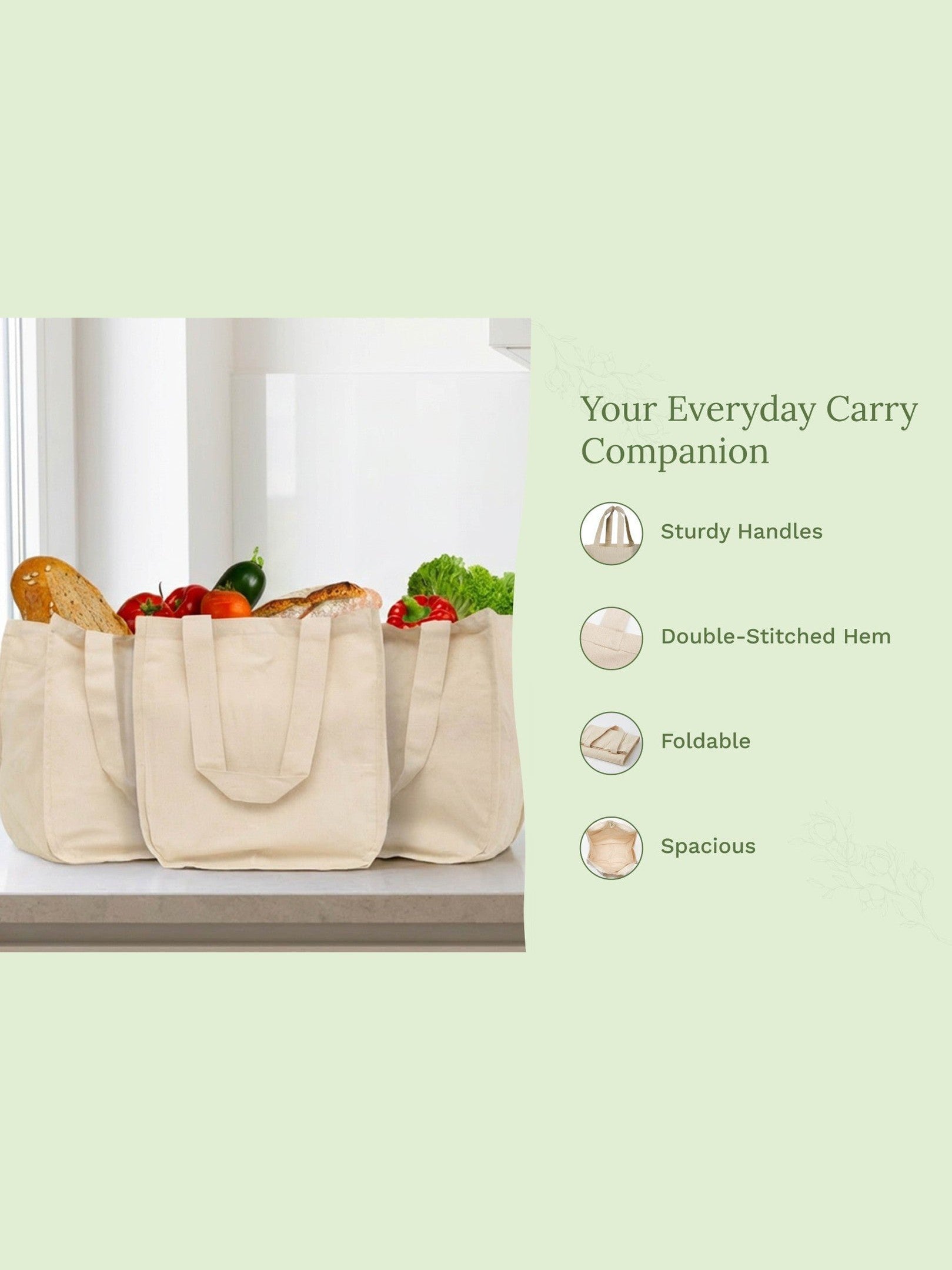 Canvas Grocery Tote Bags - Courbe et Compagnie
