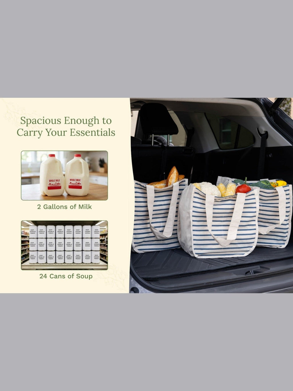Canvas Grocery Tote Bags - Courbe et Compagnie