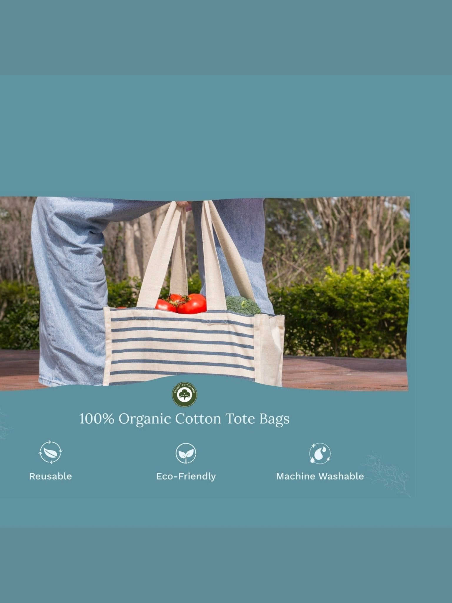 Canvas Grocery Tote Bags - Courbe et Compagnie