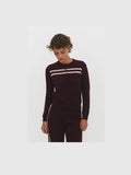 CASHMERE WOOL STRIPE CARDIGAN IN RASPBERRY CREAM - Courbe et Compagnie