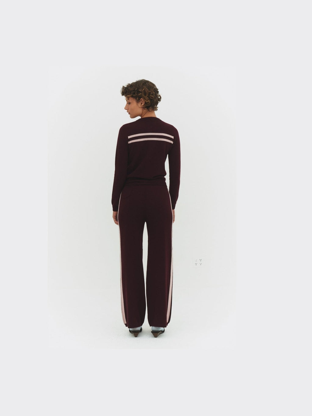 CASHMERE WOOL STRIPE WIDE-LEG PANT IN RASPBERRY - Courbe et Compagnie