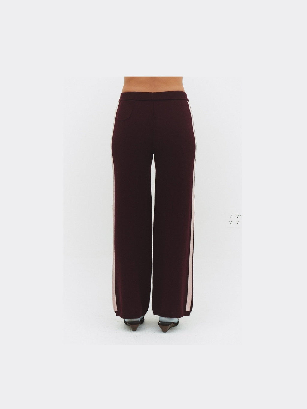 CASHMERE WOOL STRIPE WIDE-LEG PANT IN RASPBERRY - Courbe et Compagnie