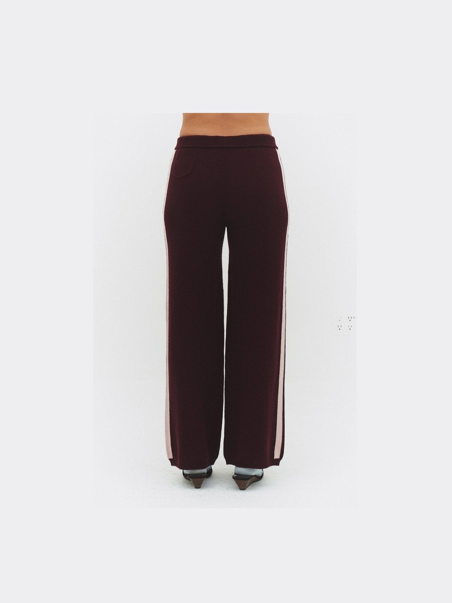 CASHMERE WOOL STRIPE WIDE-LEG PANT IN RASPBERRY - Courbe et Compagnie