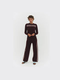 CASHMERE WOOL STRIPE WIDE-LEG PANT IN RASPBERRY - Courbe et Compagnie